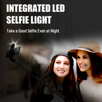Nouveau support de trépied de bâton de Selfie extensible mince Portable S03S amélioré avec lumière LED et télécommande sans fil