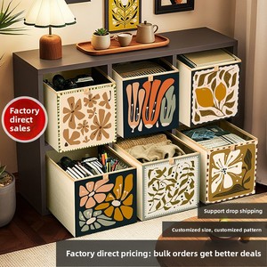 Boîte de <span class=keywords><strong>rangement</strong></span> pliable en tissu de style vintage : grande capacité, motif floral, pour les étagères de placard et l'organisation de la maison - Product Image 2