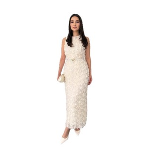 Abito Floreale da Donna 3D <span class=keywords><strong>Elegante</strong></span> Senza Maniche <span class=keywords><strong>con</strong></span> <span class=keywords><strong>Scollo</strong></span> a Barca, Maxi Abito <span class=keywords><strong>con</strong></span> Orlo Arricciato e Silhouette a Tubino - Product Image 5