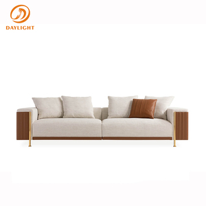 Set di Divani Singoli in Tessuto di Lino Bianco per <span class=keywords><strong>Salotto</strong></span>, Stile Classico Moderno, Arredamento di Lusso per Soggiorno - Product Image 2
