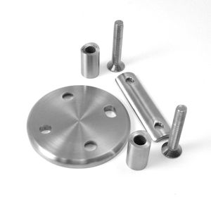 C110344 Plaque latérale en acier inoxydable AISI 304 satiné Ø 100X42.4mm pour balustrades et mains courantes - Product Image 3