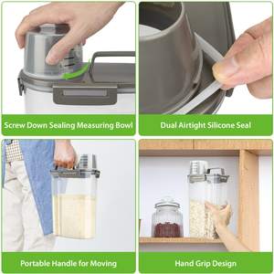 Contenedor de Alimentos de Plástico Transparente de 5L, Apto para Alimentos, Libre de BPA, Dispensador de Comida para Perros y Gatos, <span class=keywords><strong>Taza</strong></span> Medidora, Organizador de Almacenamiento de Alimentos Secos, Ligero - Product Image 2