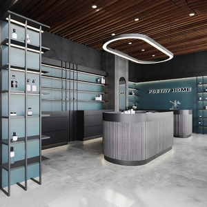 Vitrine de magasin de détail haut de gamme, style esthétique, <span class=keywords><strong>cadre</strong></span> en métal + étagères en verre dépoli, panneau en bois grainé - Product Image 6