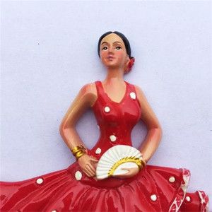 Polyresin/resina imán bailarina de Flamenco <span class=keywords><strong>Barcelona</strong></span> España resina 3d fuerte imán de nevera de recuerdo turística regalo chino - Product Image 3
