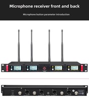 Microphone à condensateur sans fil professionnel 1 à 4 pour scène, micro portable KTV dédié à fréquence fixe avec réduction de bruit