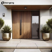Porte d'entrée en aluminium à rupture de pont thermique avec verre trempé, style moderne pour maison de plage ou maison de bord de mer