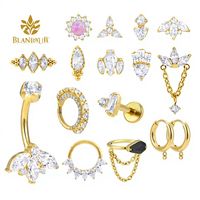 Bijoux de piercing en titane ASTM F136 à segment articulé, type clicker, à dos plat, pour septum, nombril, labret, lèvre, hélix, vente en gros
