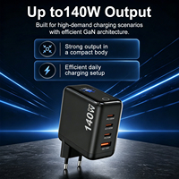 Chargeur mural GaN 140W 3C1A avec écran intelligent TFT 1,3 pouces, charge rapide PD QC2.0 SCP OTP, prise universelle CE FCC ROHS pour ordinateur portable et téléphone