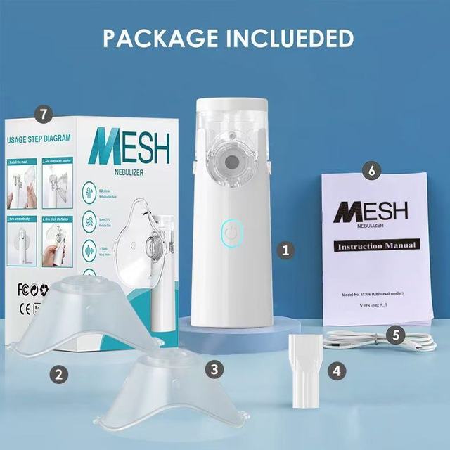 Cheap Electronic Handheld Inhaler Silent Portable Nebulizer Ultrasonic Mesh Atomizer Eight-piece Set Diffuser Intelligent