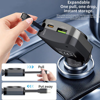 Chargeur de voiture rétractable PD 30W adaptateur de voiture USB C chargeur rapide avec charge sans fil pour iPhone iPad iWatch Samsung