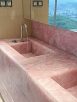Dalle de marbre onyx rose naturel poli, translucide rétroéclairée, pour panneau mural intérieur