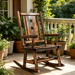 Sedia a <span class=keywords><strong>dondolo</strong></span> in legno di abete massiccio per esterni, con braccioli, resistente alle intemperie, per giardino e portico - Product Image 1