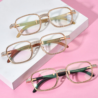 Gafas Borregls de Cuerno de Búfalo para Hombre, Nueva Marca de Lujo, Diseño Cuadrado con 720 Diamantes, Monturas de Gafas para Mujer 17550180