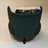 Fauteuil de salon pivotant moderne avec coussin moelleux, revêtement en PU, support en acier carbone