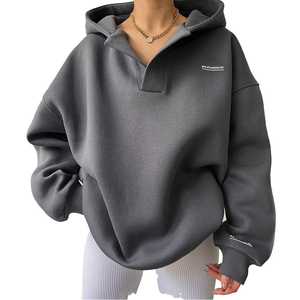 Sudadera con Capucha Extra Grande para Mujer, Hombros Caídos, Manga Larga, Estampado de Letras, Tejido Transpirable, Estilo Casual para Otoño e Invierno - Product Image 1