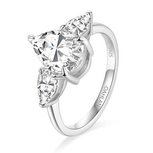 Anillo de Compromiso de Plata de Ley 925 con Moissanita de Corte Pera de 2 Quilates, VVS1 D, Aprobado por REACH, de OAHLAN Fine Jewelry, para Mujer - Product Image 1