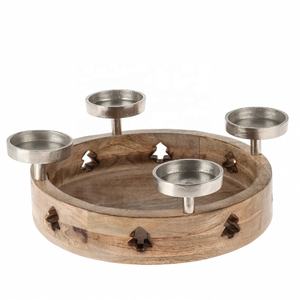 Bougeoir en bois et métal avec cœur décoratif - Product Image 3