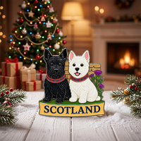 Aimants de réfrigérateur personnalisés en métal, design couple de chiens écossais blanc et noir, souvenir d'Écosse, aimants de réfrigérateur pour chiens Terrier écossais