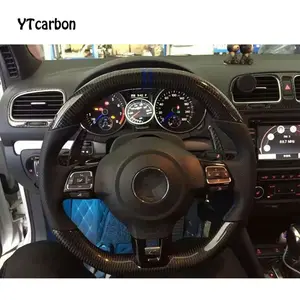 Aksesoris Interior Mobil YTcarbon, Roda Kemudi Serat Karbon Nyata Cocok untuk VW Golf 7 R MK 7