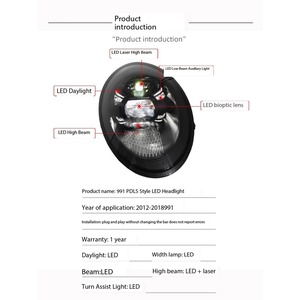 Luces de Coche, Faros Delanteros LED Completos para Porsche 911 911.1/911.2 2012-2018, Conjunto de Faros Láser Matrix PDLS 991, Lámpara de Señalización - Product Image 5
