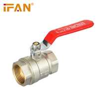 Robinet à bille en laiton IFAN haute pression 1/2"-2" avec poignée longue rouge, filetage mâle-femelle