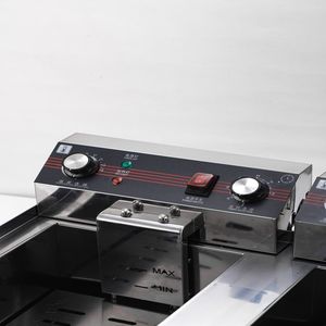 Коммерческая двухцилиндровая электрическая фритюрница, изготовлена из нержавеющей стали, Бездымная конструкция, подходит для жареной курицы - Product Image 6