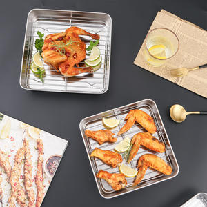 Plateau d'égouttage carré en acier inoxydable japonais, boîte de conservation d'hôtel à fond plat pour la cuisson de plats et de casseroles - Product Image 5