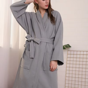 Ensemble <span class=keywords><strong>de</strong></span> peignoir et serviette en coton gaufré 100% <span class=keywords><strong>de</strong></span> qualité hôtelière, séchage rapide, longueur genou pour femmes, <span class=keywords><strong>drap</strong></span> <span class=keywords><strong>de</strong></span> <span class=keywords><strong>bain</strong></span> - Product Image 1