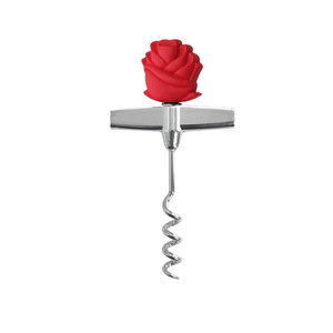 PVC Rose Bottle Opener Stainless Steel Corkscrew Wine Opener Gift For Valentine's Day - Product Image 1
