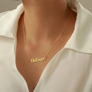 <span class=keywords><strong>Collana</strong></span> con Nome Personalizzato in Acciaio Inossidabile Placcato Oro con Certificazione CE, Impermeabile, Personalizza il Tuo Stile Unico - Product Image 5