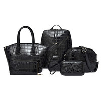Sacs pour femmes Hiver 2026 Style Européen et Américain Motif Crocodile Ensemble de six pièces : Sac à bandoulière/Sac à main/Sac à dos