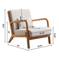 Fauteuil d'appoint VANBOW de style moderne du milieu du siècle, confortable, en tissu, pour salon, avec structure en bois massif, fauteuil de lecture