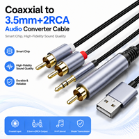 Cable de Audio Digital a Analógico Integrado, Coaxial a RCA, Conector Auxiliar de 3.5mm, Cable Trenzado de Alta Fidelidad para Smart TV, Tarjeta de Sonido, Mezclador