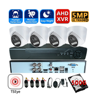 Système de surveillance 4 canaux 5MP avec disque dur 500 Go, détection de mouvement et suivi des personnes