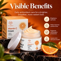 Crème Visage Fermentée à la Vitamine C, E et Acide Ferulique Éclaircissante, Correctrice de Taches Brunes, Antioxydante, Hydratante, Raffermissante et Éclatante
