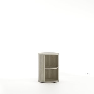Mesa auxiliar moderna con laterales acanalados, estante abierto y acabado envuelto en PVC - Product Image 3