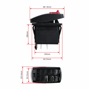 Interruptor Basculante Estilo Carling de 12V 20A, Impermeable, 4 Pines, con LED Rojo y Bloqueo de Seguridad para Auto, Camioneta, Barco - Product Image 4