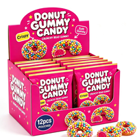 BESTAR Bonbons Gommeux Halal en Forme de Donut, Croquants, Vente en Gros, Marque Privée Personnalisée, OEM, Saveur Fruitée, Confiserie Gommeuse Moelleuse Enrobée Croustillante
