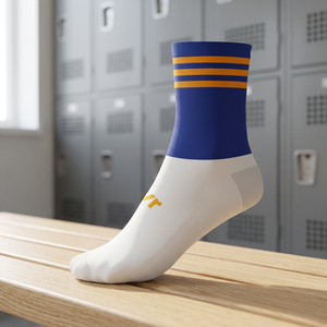 Calcetines Deportivos de Baloncesto Transpirables Azules y Blancos con Rayas Amarillas para Adultos, para Usar en Verano - Product Image 2