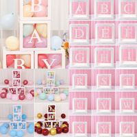 Cajas de Plástico Transparente para Globos, Letras y Bloques, Decoraciones para Fiestas de Cumpleaños y Bodas para Adultos, Regalos para Despedidas de Soltera y Revelación de Género