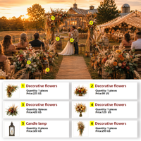 Ensemble complet de décoration de mariage en plein air sur une ferme |   Arche en bois pour cérémonie du coucher de soleil sur champ de maïs, avec balles de foin, bocaux Mason et éclairage Edison, vente en gros OEM
