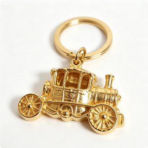Porte-clés vintage en forme de train à vapeur doré, en alliage de zinc, forme 3D, fait main, souvenir, cadeau - Product Image 3