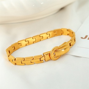 Bracelets rétro unisexes en acier inoxydable doré, bijoux tendance - Product Image 4