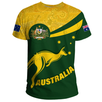 Kaus pria lengan pendek, kaus mode lengan pendek, gambar kanguru, kaus pantai pria desain Australia, kaus oblong modis dengan harga grosir