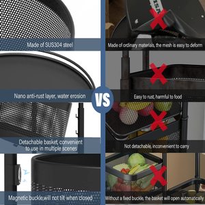 Scaffale da Cucina Girevole a Quattro Livelli, <span class=keywords><strong>Porta</strong></span> Frutta e <span class=keywords><strong>Patate</strong></span>, Non Pieghevole, in Metallo Multifunzione per Alimenti - Product Image 5