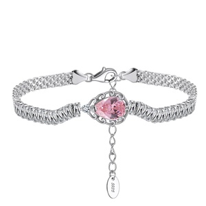 RINNTIN LMB01 + LMN09 gioielli all'ingrosso della fabbrica regolabile rosa zircone bracciale 925 argento Sterling Tennis bracciale - Product Image 2