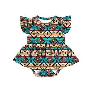 LT-469-YXW Precio al por Mayor, Ropa para Niños, Mono de Verano con Estampado de Animales y Frutas, Mangas con Volantes para Bebés Niñas - Product Image 3