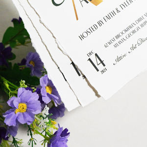 Caja de Invitación Personalizada con Tapa Dura y Cubierta de Papel Dorado, Borde Desgarrado a Mano, Papel de Algodón, Borla y Cinta - Product Image 6