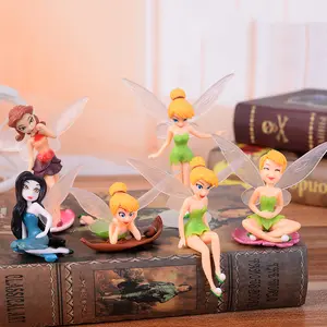 美丽的花朵仙女娃娃带翅膀小仙女花仙女6件场景蛋糕摆件蛋糕礼帽玩具