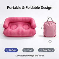 Canapé gonflable pliable portable avec accoudoirs, coussin en PVC pour le camping en plein air, la chambre à coucher, le salon